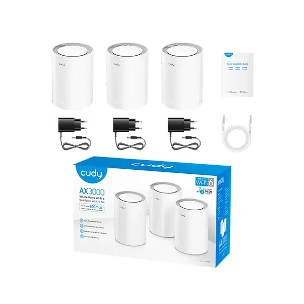 Cudy M3000 (White) 3-Pack AX3000 2.5G Dual Band Wi-Fi 6 Mesh System Router
